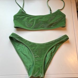 triangl green velvet bikini